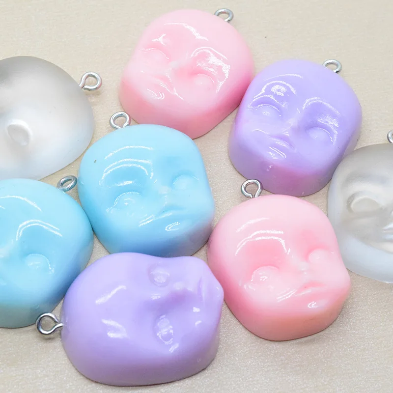 6pcs Can Graffiti Baby Face Resin Charms Funny Cute Dollface Hallowmas Earring Keychain Pendant Diy Grimace Jewelry Making