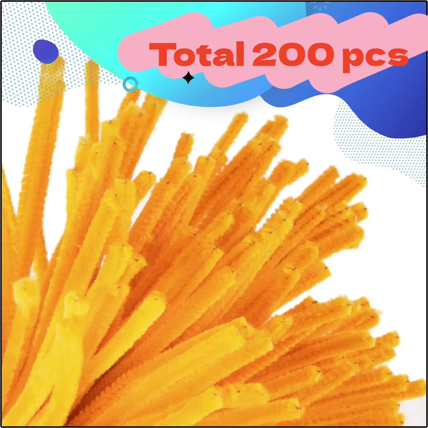 Yellow series Pipe Cleaners Craft Supplies Chenille Stems for Kids DIY Art Craft Projects, 0.6cmX30cm
