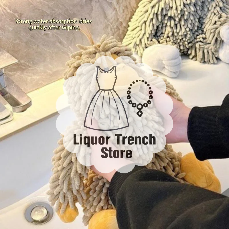 Cute Cartoon Monkey Shaped Hanging Hand Towel Chenille Absorbent Wipe Cloth Quick Dry For Kitchen Bathroom Hanging Towel