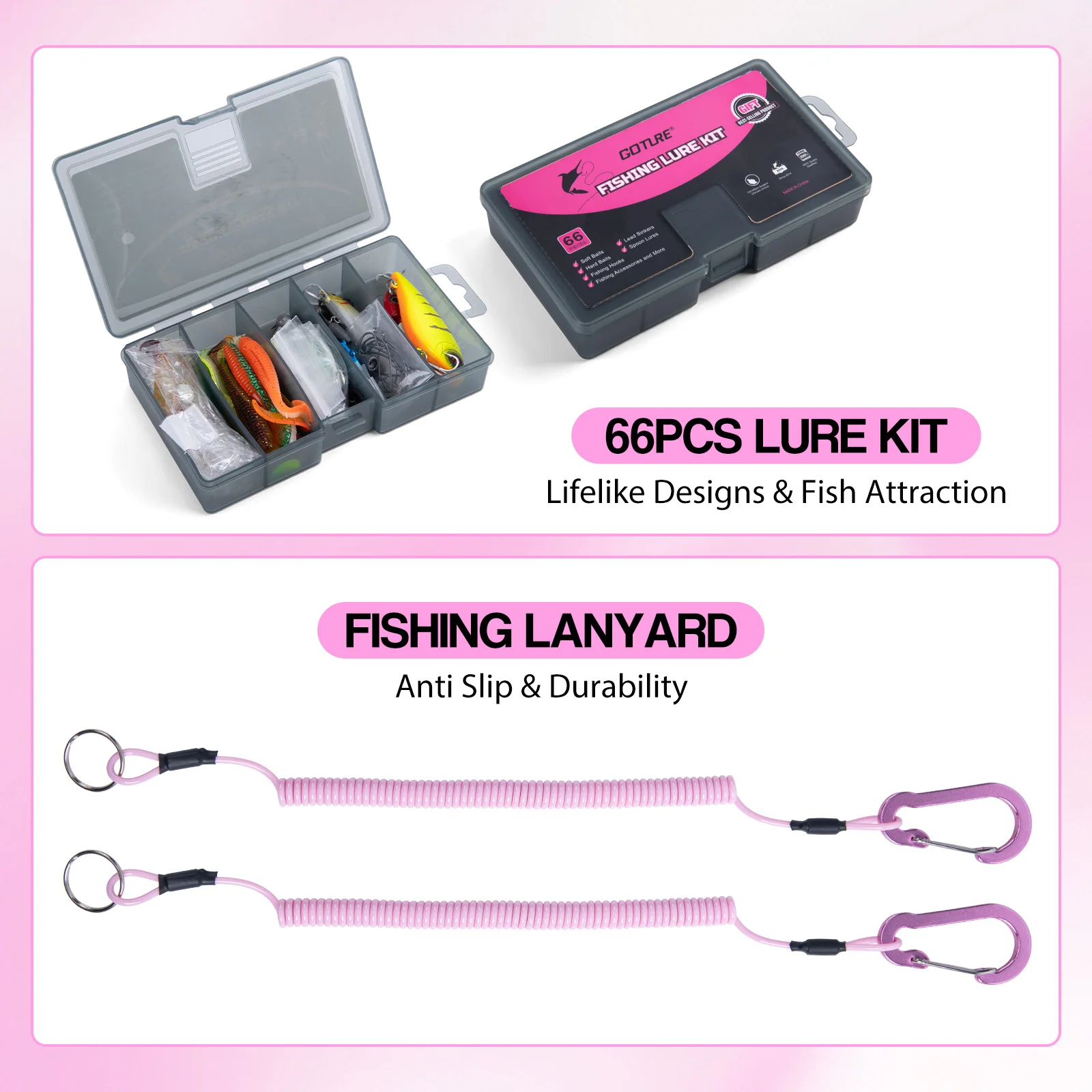 Combo Pesca Agua Salada Rosa Goture – Caña, carrete y señuelos - imagen 4