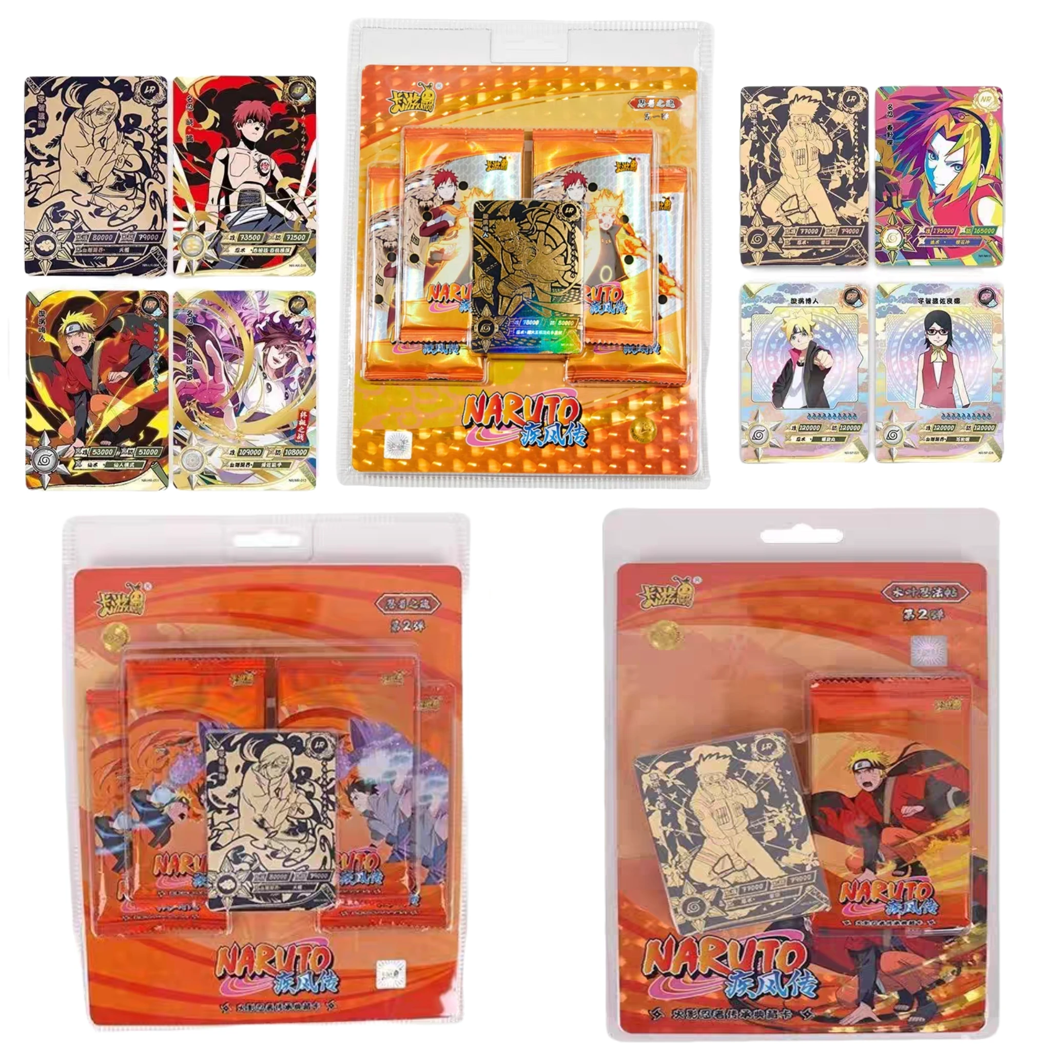 KAYOU Original Naruto Komplette Serie Karten Uzumaki Naruto Uchiha Sasuke Anime-Figuren Seltene Sammelkarten Flash-Karten Spielzeug