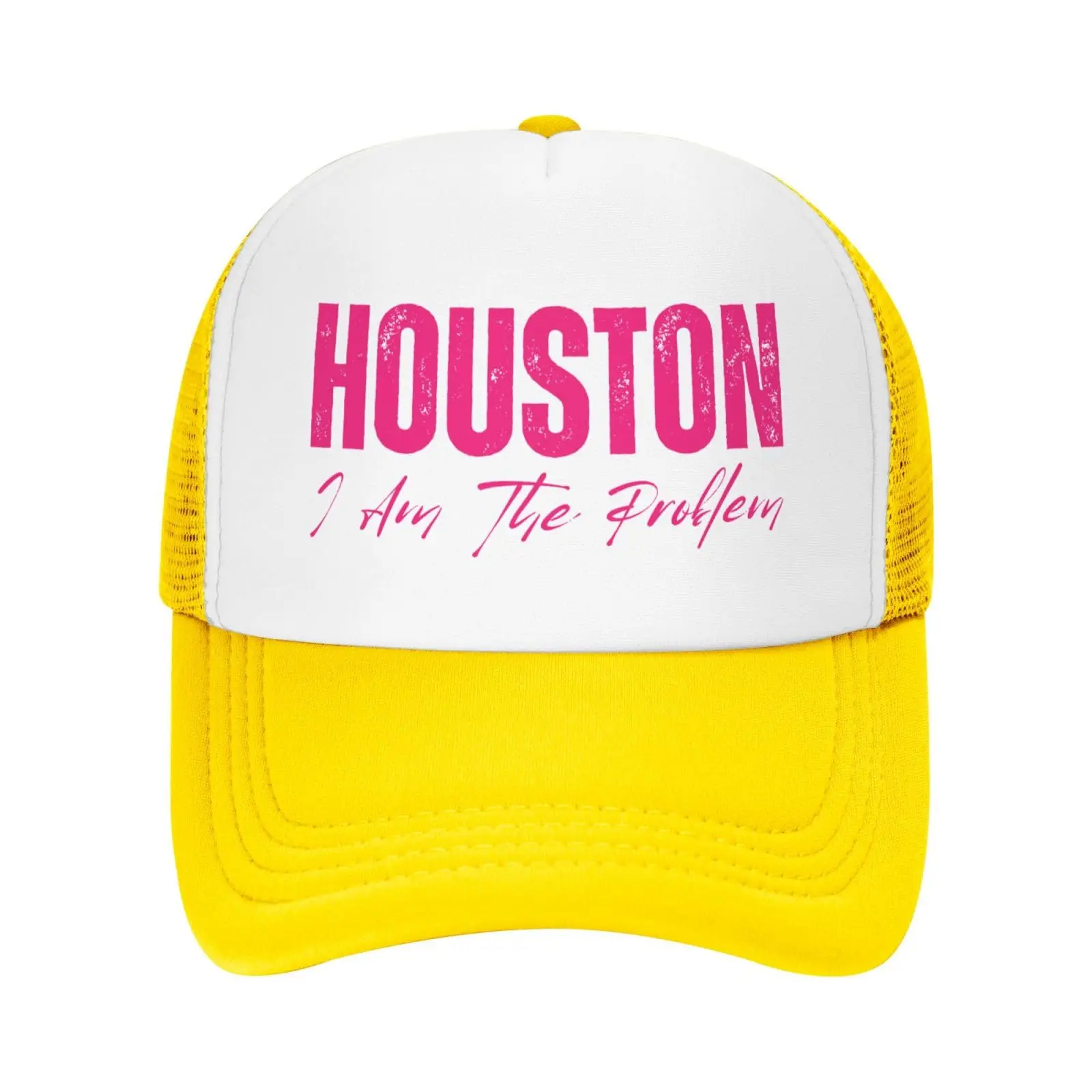 

Houston I Am The Problem Mesh Cap Baseball Cap Ponytail Caps Beach Sun Dad Trucker Hat Travelling Sun Protection Hat Unisex Cap