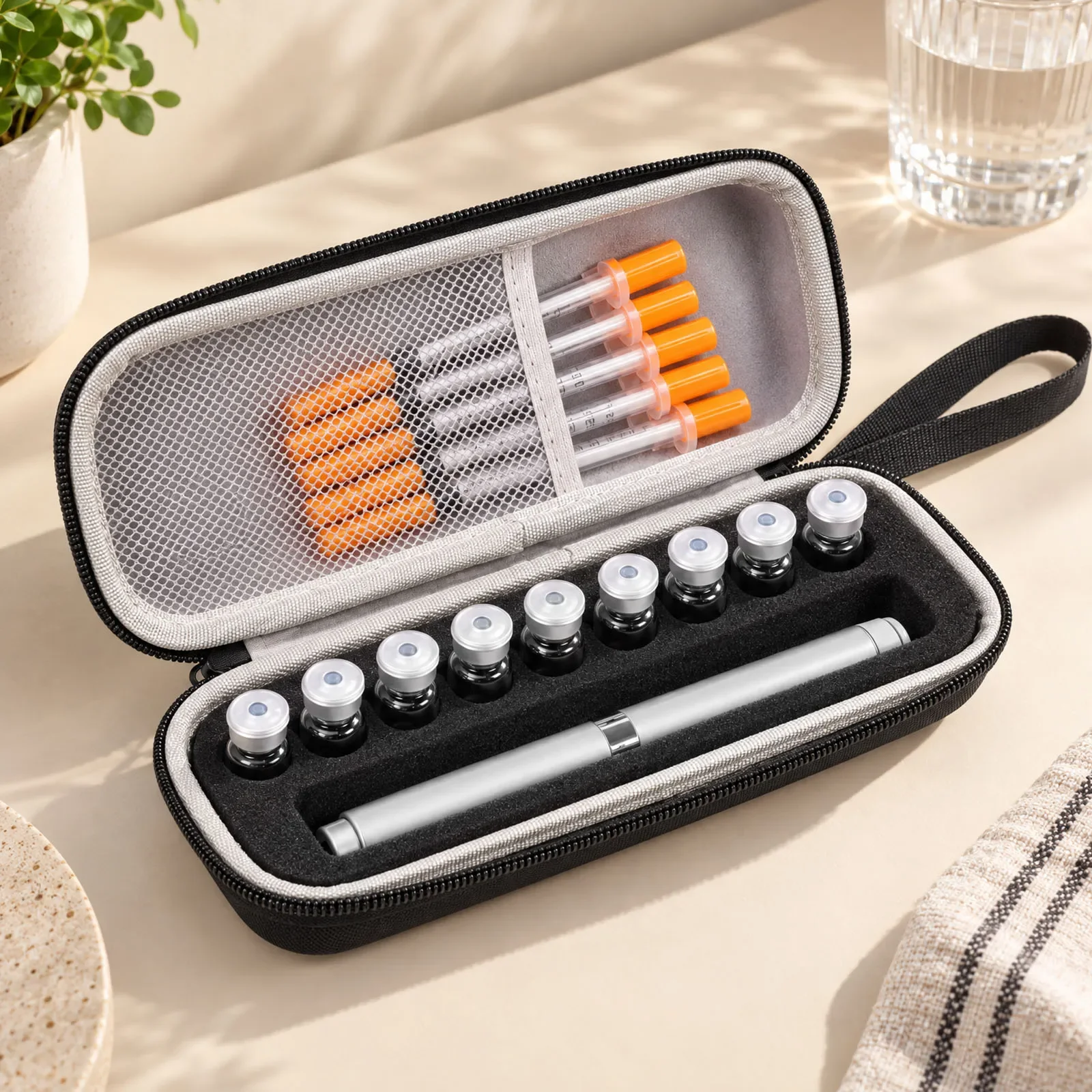 Foam Protective Hard Shell Vial Pens and Needle Organizer Insulin Vial Carrying Case Fridge Portable Peptide Vial Storage Box