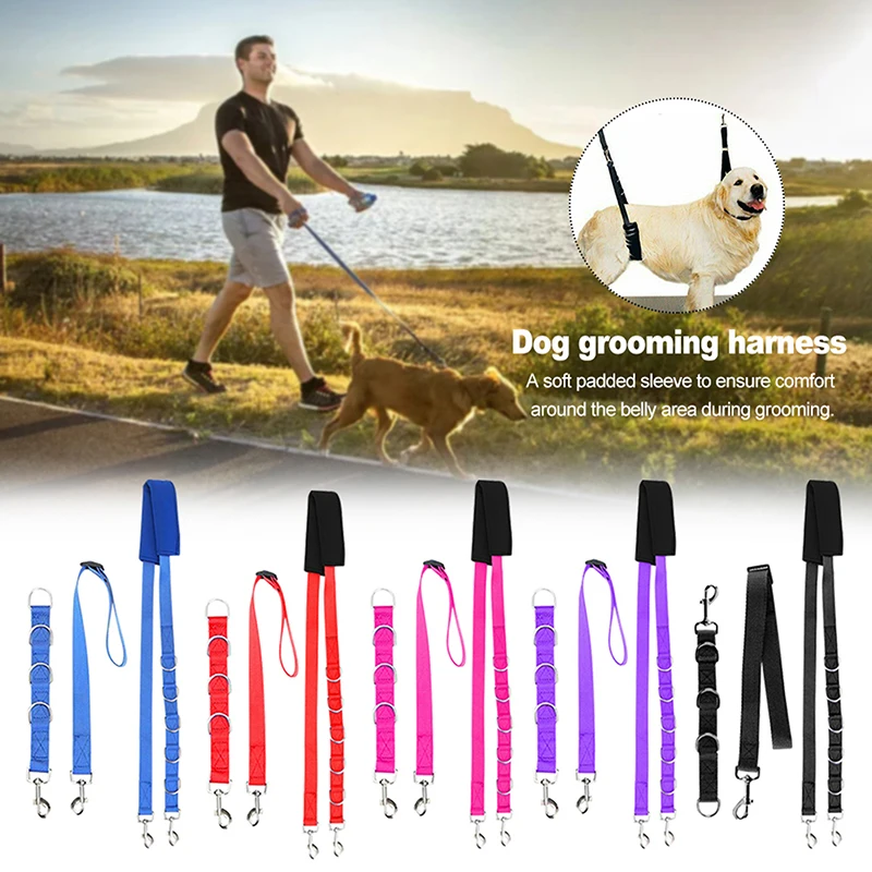 Pet Supplies Adjustable Dog Grooming Belly Strap D-rings Bathing Band Free Size Pet Traction Belt Dog Collar Dog Harness 3pcs