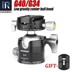 INNOREL Low Center Gravity Tripod Ballhead Double Panoramic U Notch Ball Head add Quick Release Plate for Monopod DSLR Camera