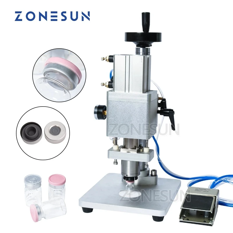 

ZONESUN Pneumatic Liquid Solution Capper Aluminum Metal Plastic Vial Crimper Capping Machines