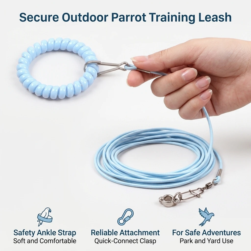 Professional Parrot Leash Safety Ankle Strap for Outdoor Training Durable Nylon Bird Lead Rope for Sun Conure Travel Gear