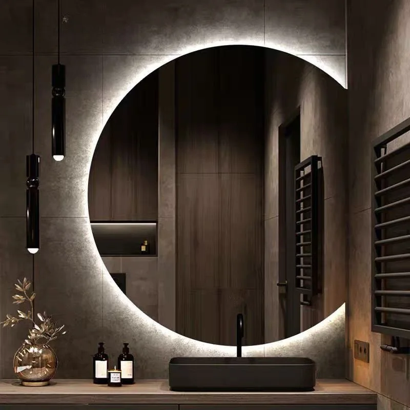 Round Decorative Wall Mirror Light Led Hanging Vanity Smart Bathroom Decorative Wall Makeup Espejos Con Luces Home Decor