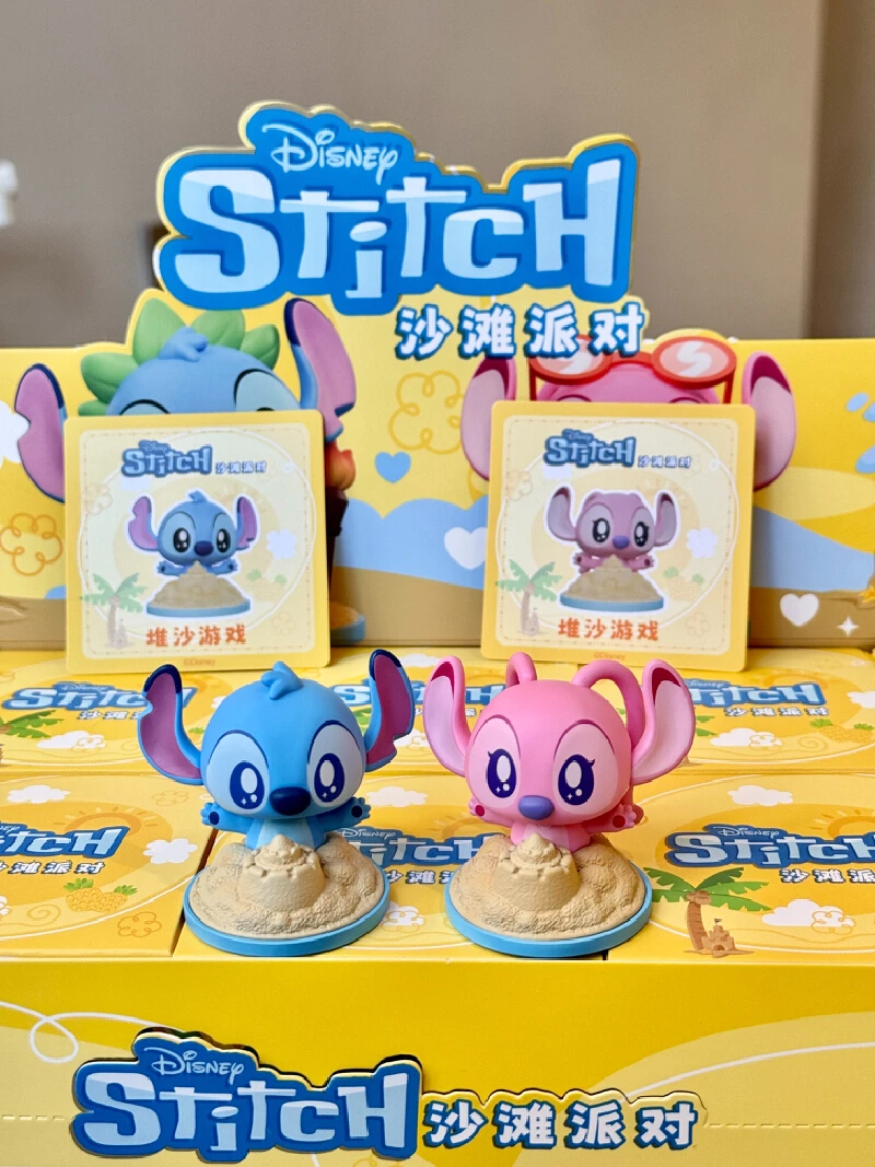 الكرتون ديزني غرزة حفلة الشاطئ سلسلة صندوق أعمى لطيف غرزة الملاك دمية صغيرة سيارة زخرفة سطح المكتب الديكور لعبة مفاجأة هدية