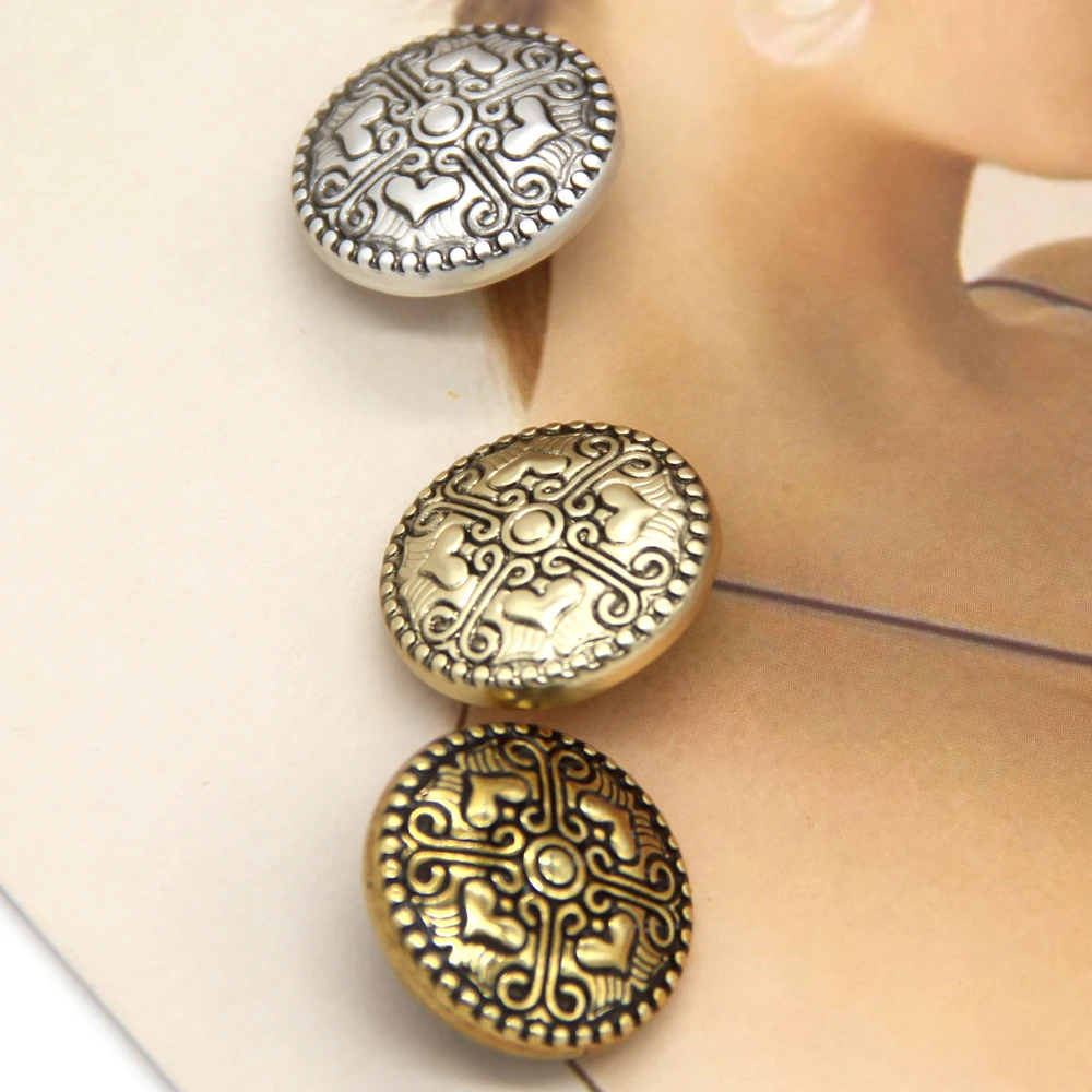 HENGC 15/20/23mm Character Gold Metal Buttons For Sewing Retro Female Coat Jacket Cardigan Handmade Decorations DIY Crafts