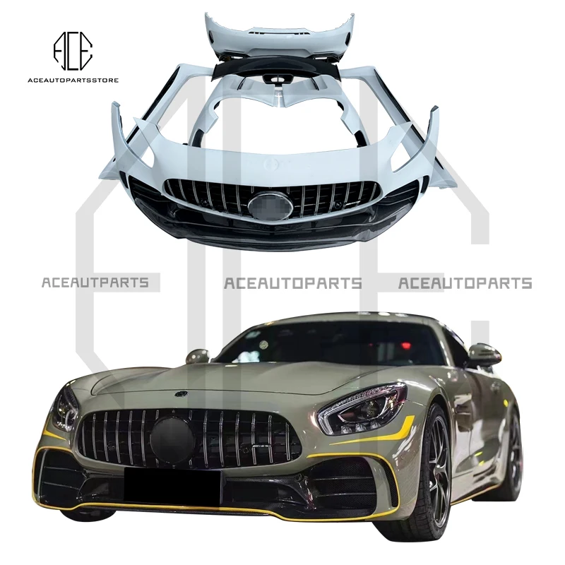 

For Mercedes Benz C190 AMG GT GTR Half Carbon Fiber Full Body Kit Front Rear Bumper Side Skirts Spoiler Fenders 15-17