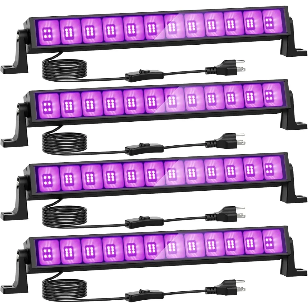 Onforu 4 Pack 42W LED Black Lights, Blacklight Bars with Plug and Switch,