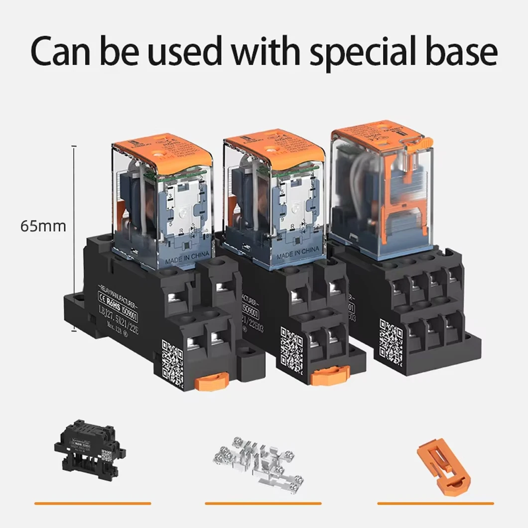 ABILKEEN Electronic Micro Mini Intermediate Electromagnetic Relay 8/14PIN Coil DPDT With Socket Base DC12V,24V AC110,220V