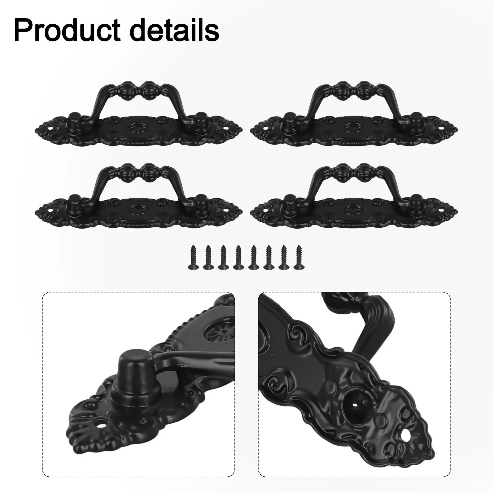 4 قطعة سبائك الزنك العتيقة مقابض لقطع الأثاث درج حلقة تسحب مقابض الزخرفية الرجعية لأجهزة الديكور المنزل