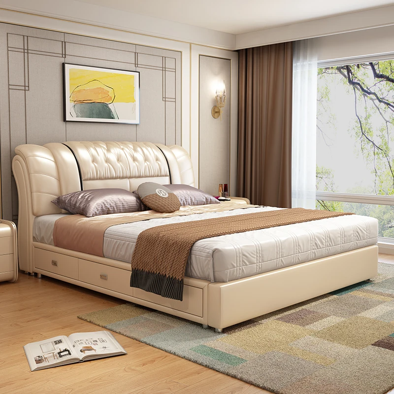 

Современный белый эстетический каркас двуспальной кровати Роскошный мастер Cabeceira De Cama Box Casal Мебель для дома Queen Европейский каркас кровати Royal