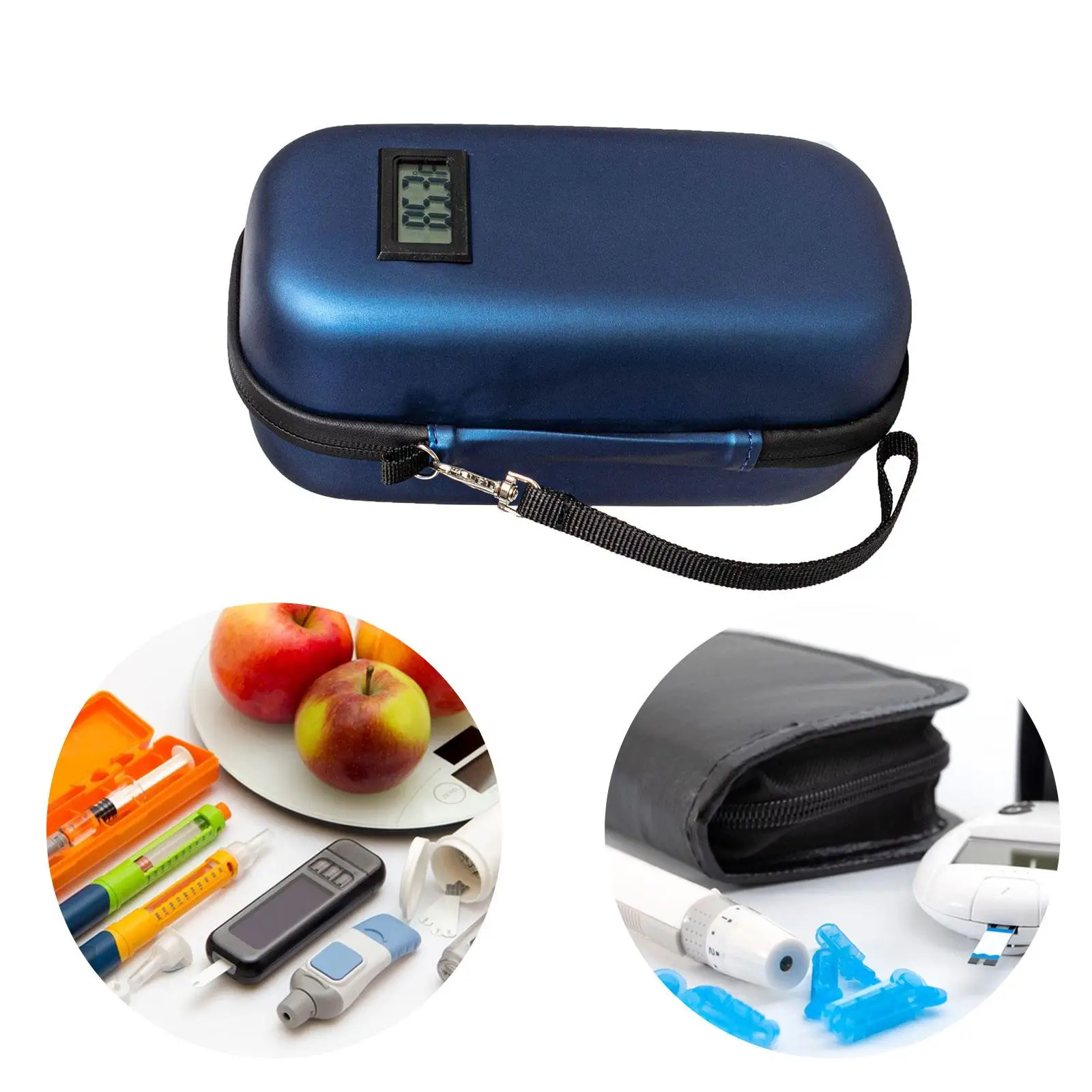 Insulin Cooler Travel Case Mini Insulin Cooler Bag Heat Insulation Temperature Display Medicine Diabetic Supplies Travel Case