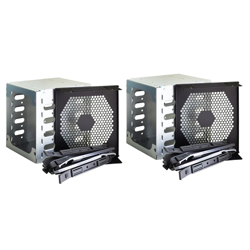 2X Large Capacity HDD Hard Drive Cage Rack 5.25 Inch To 5X 3.5 Inch SAS SATA Hard Drive Disk Tray