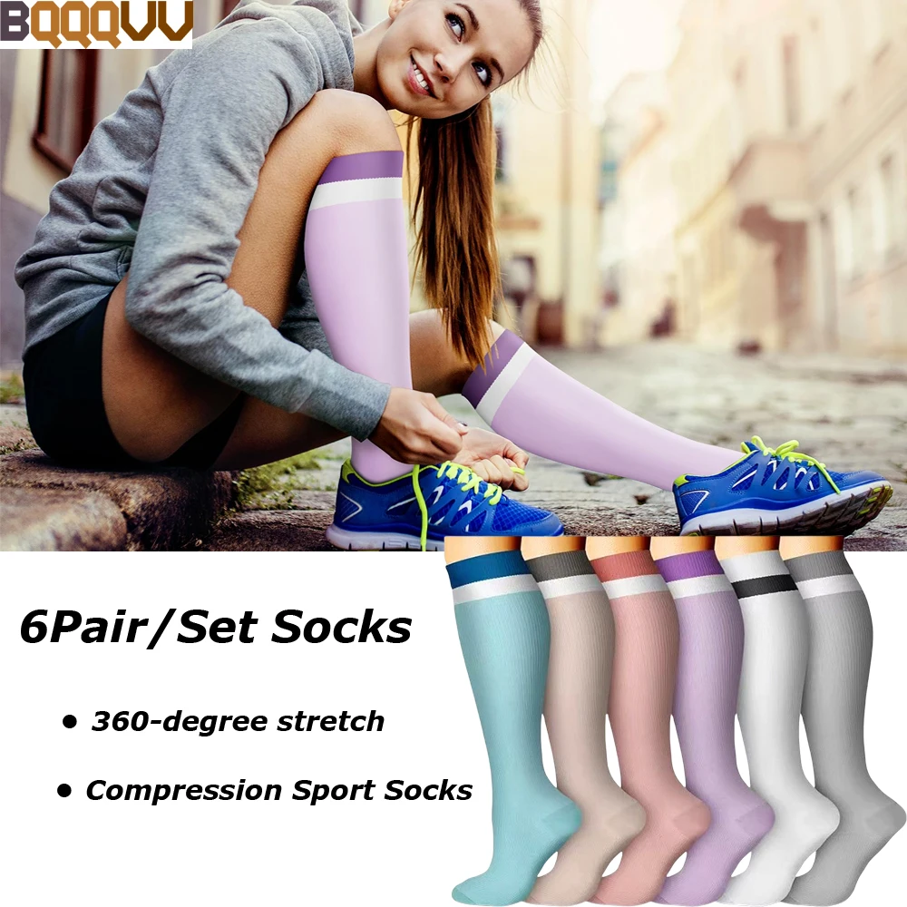 

Copper Compression Socks for Men and Women, Knee High Sports Socks, Running, Athletic, Medical, Pregnancy, 6 Pairs, 15-20mmHg