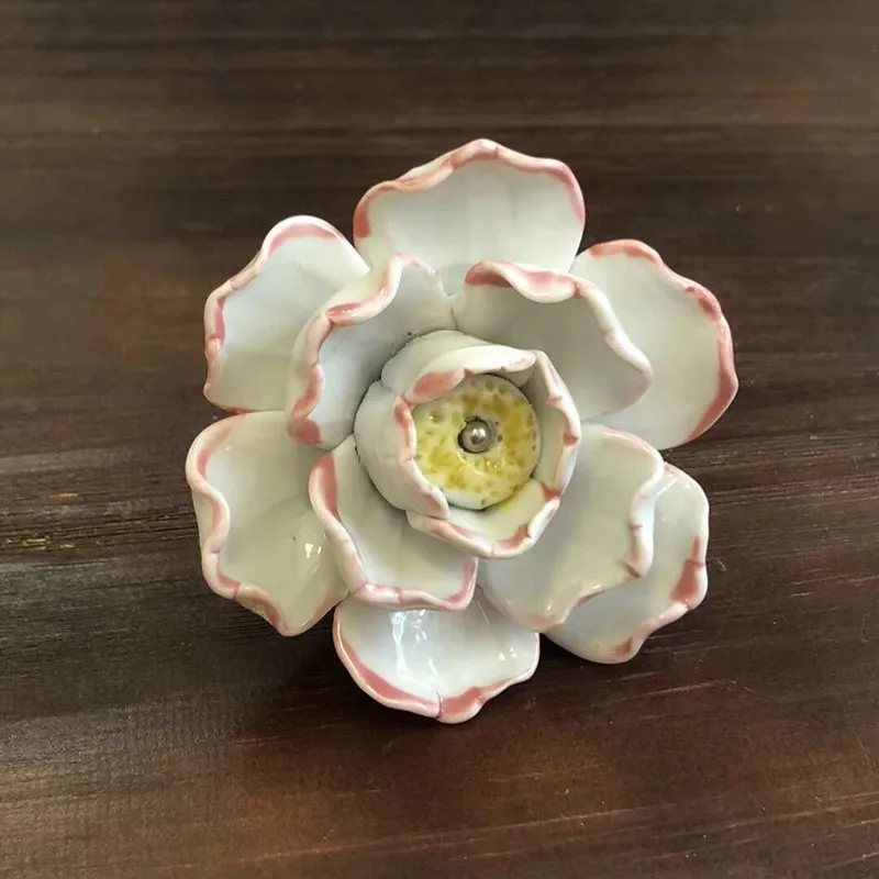 1pcs Creative Ceramic Knobs Cabinet Drawer Pulls Flower Shape Door Handle Cupboard Handles Furniture Accessories Hardware
