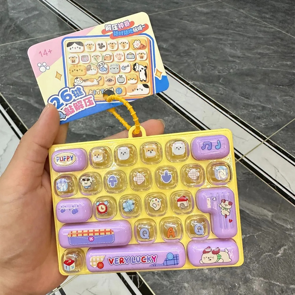 Press-Type 26 Key Keyboard Keychain Clear Key Sounds Plastic Mini Keyboard Charm Sensory Clickable Keys