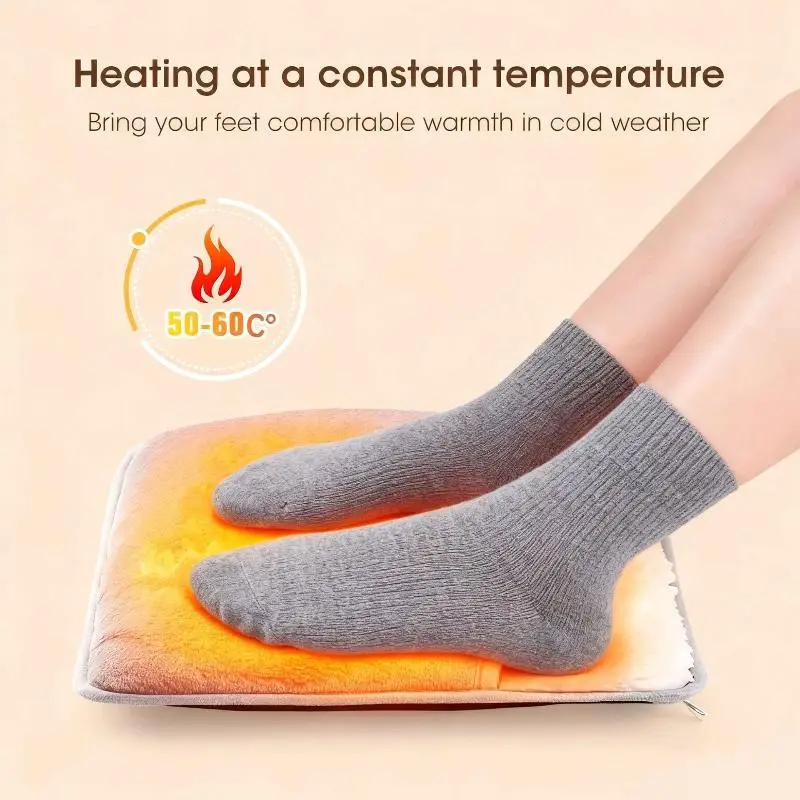 Winter Electric Foot Heating Pad USB Charging Soft Plush Washable Foot Warmer Heater Improve Sleeping Household Foot Warming Mat