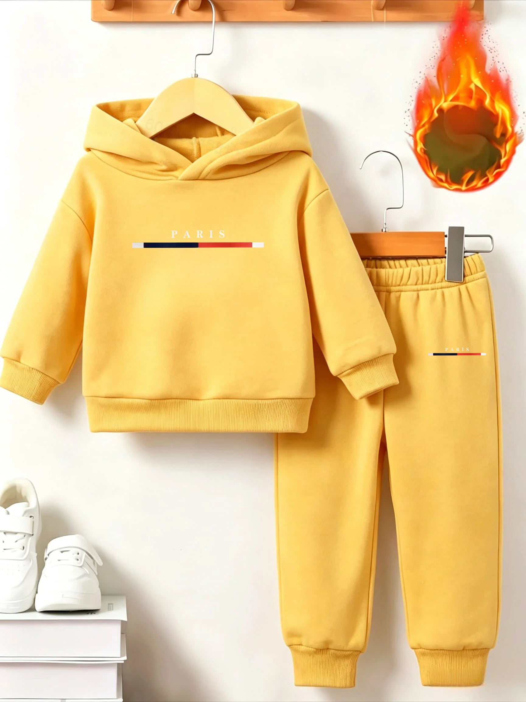 Kinder-Komfort-Kapuzenpullover - Trendiges Marken-Wärmeset für Jungen und Mädchen, Langärmliges Sport- und Freizeitoutfit – Detail 4