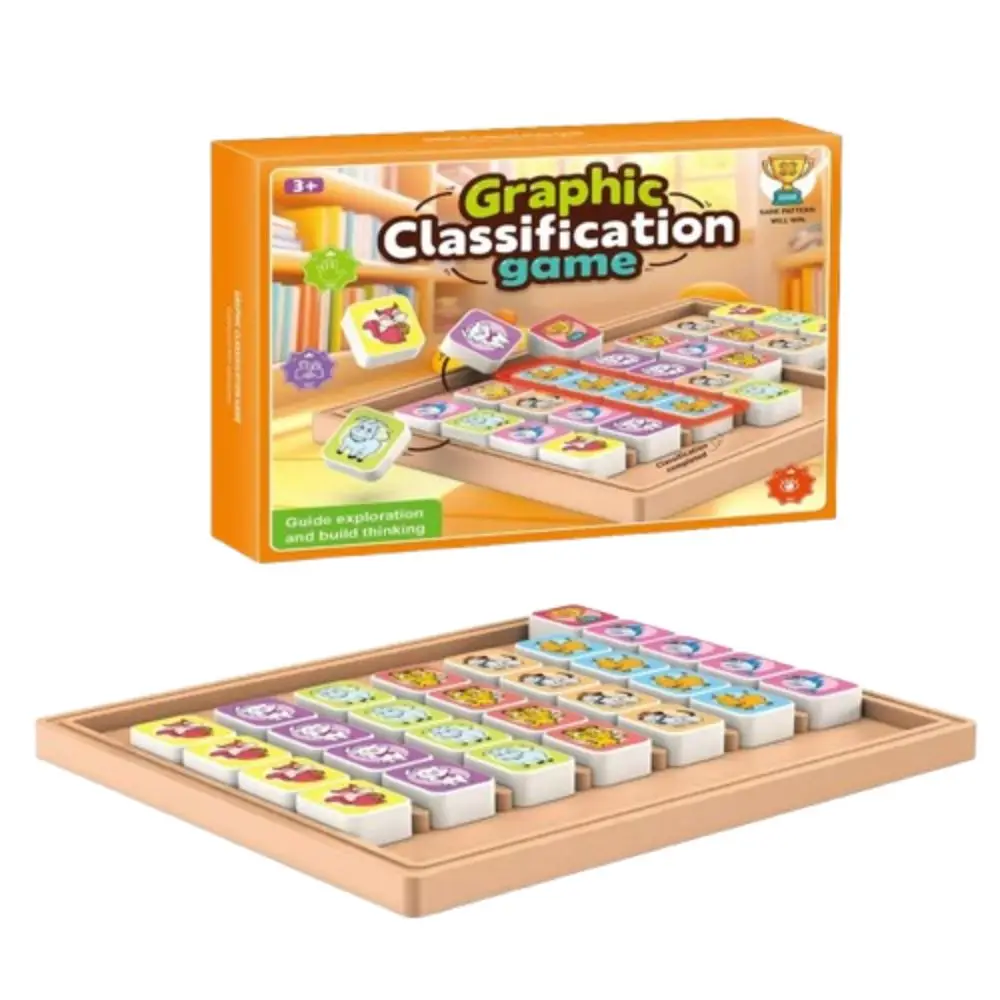 Wooden Pet Matching Animal Early Educational Tabletop Push-Pull Puzzle Flip To Win Easy To Play Family Board Game Blocks