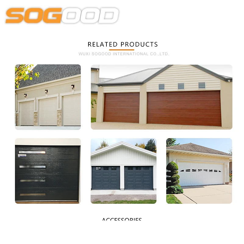 Custom Modern 40mm Thick Wood Color Plank Steel Automation Sectional Garage Door Thermal Insulated And Windproof Finished Surfac
