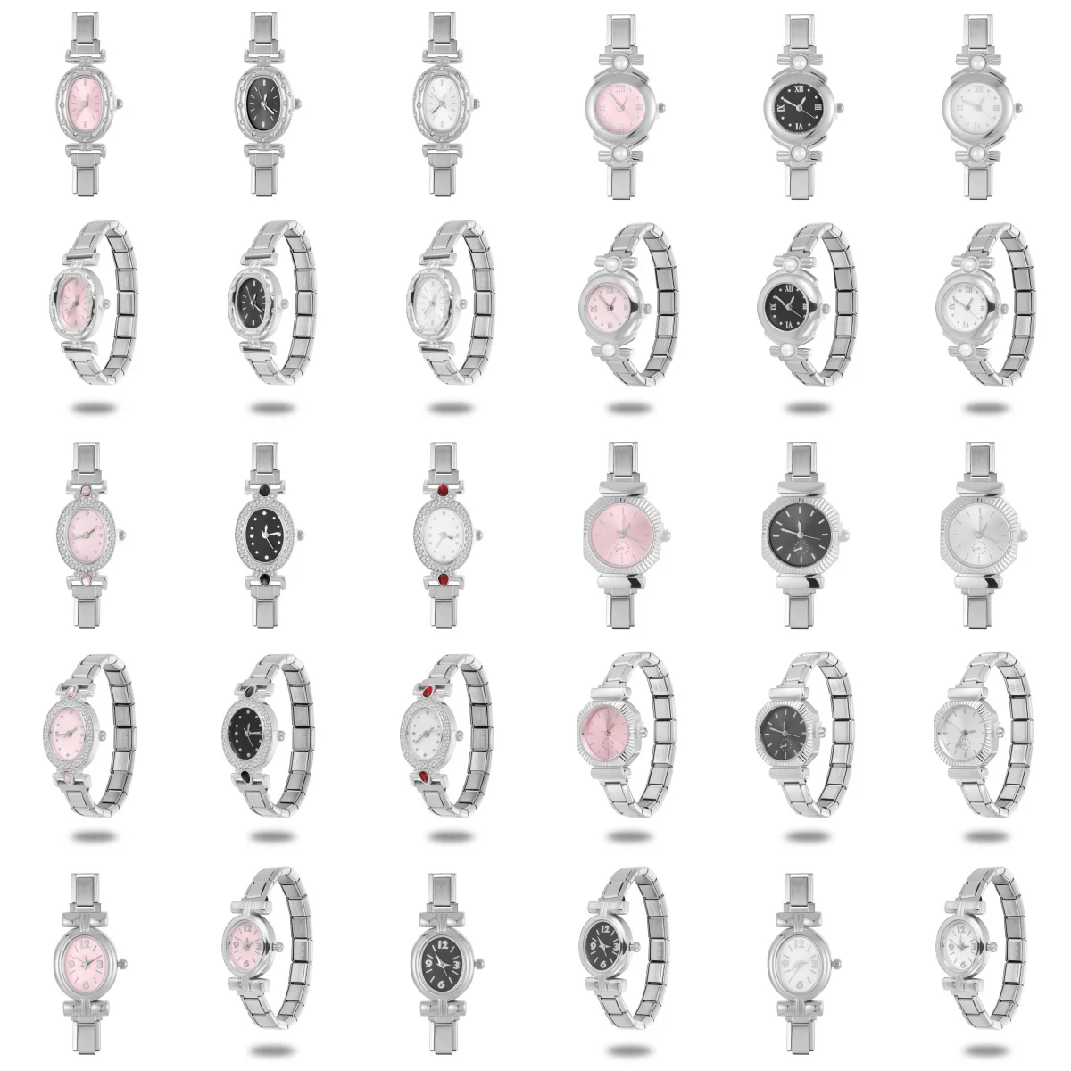 New Fashion Men Women's DIY 9mm Width Italian Charm Stainless Round Oval High Quality Watch Bracelets Bangle Jewelrys Watch Head
