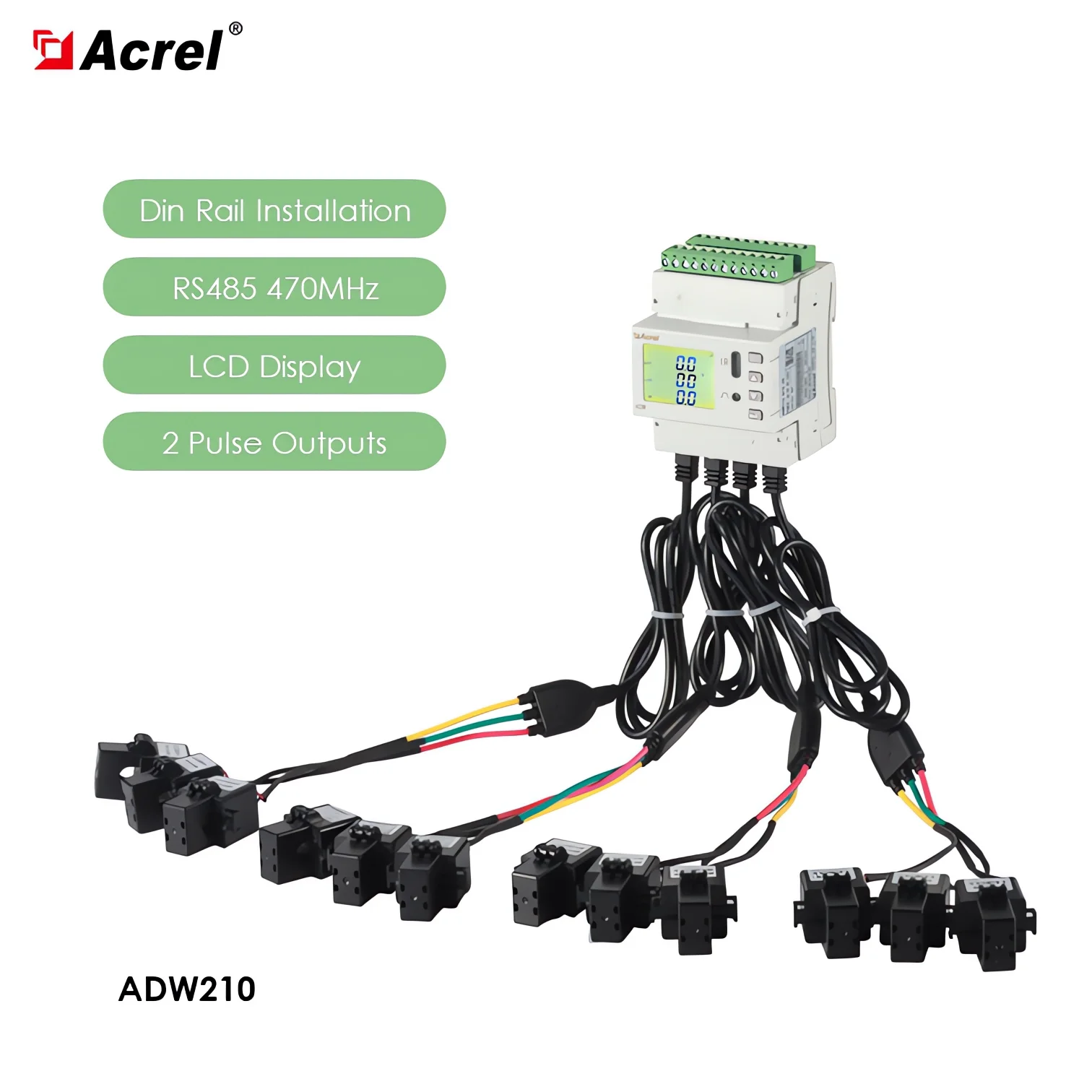 Acrel 600A Input via Split Core Current Transformer IoT Based LCD Display Wireless Enegry Meters for Energy Management Solution