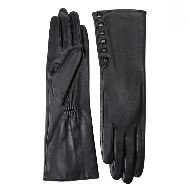 ele-long-leather-gloves-women's-top-layer-eepskin-autumn-winter-fce-lined-thi-bla-hand-a-faion-accories