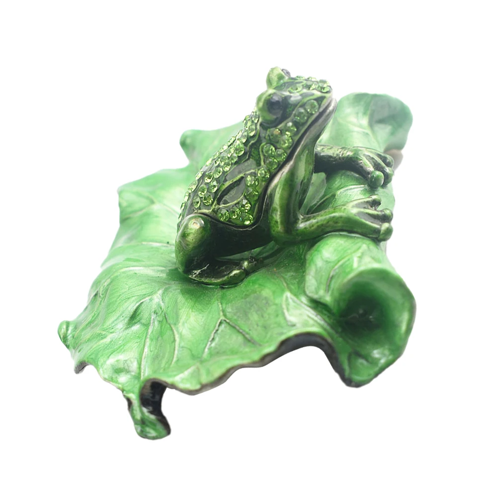 

Frog Art Craft Creative Desktop Decoration Jewelry Storage Box Office nament Trinket Case Home Decor Long Material Elegant
