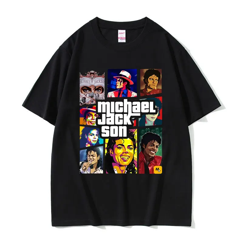 

Michael Jackson King of Pop Thriller Music Album Cover Graphic Print T-shirt Men Vintage Gothic Rock T Shirts Men's Cotton Tees