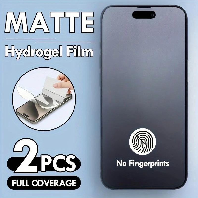 2Pcs Matte Full Cover Hydrogel Film for iPhone 17 16 15 Pro Max 16 15 Plus Screen Protector for iPhone 14 13 12 Pro 17 Air XR XS
