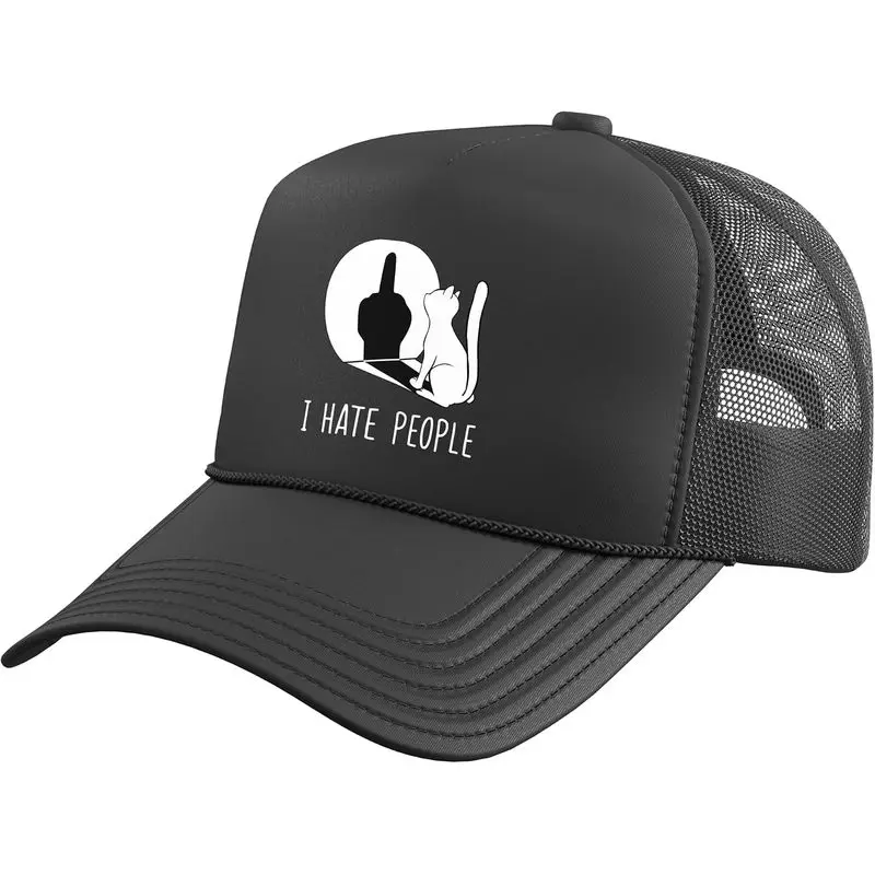 Grumpy Kitten Cats Cap Cat I Hate People Trucker Hat with Adjustable Mesh Back