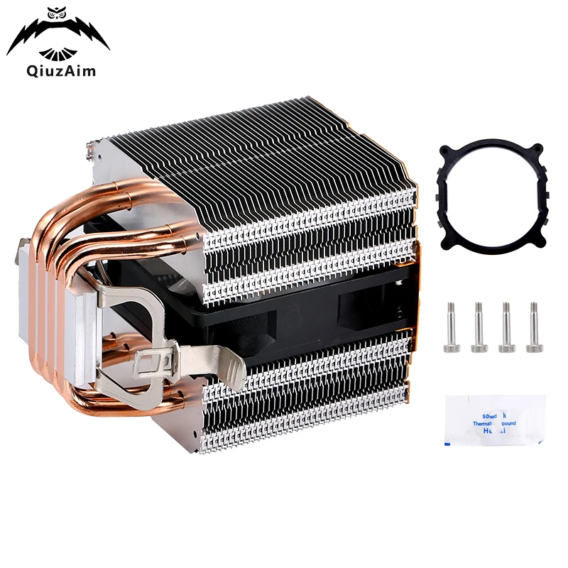 

QiuzAim Computer Processor Air-Cooler PC CPU Cooler Dual Tower 4 Heat Pipe PWM Fan Installing LGA2011 x79 x99 e5 AMD AM3 AM4 AM5