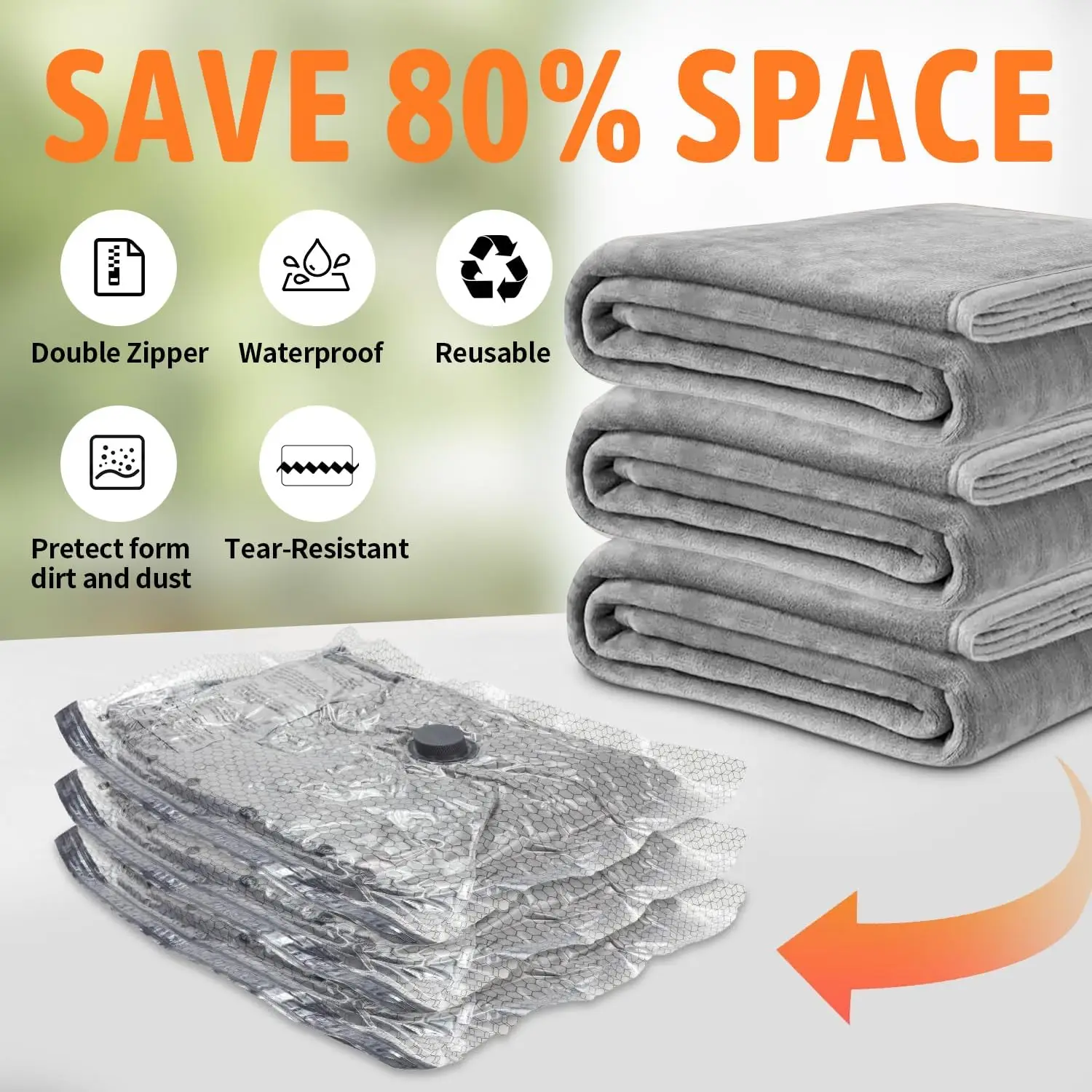 15-Pack Travel Vacuum Storage Bags with Electric Pump, Space-Saving Compression Bags for Clothes, Luggage, Cruise & Home Use - view 2