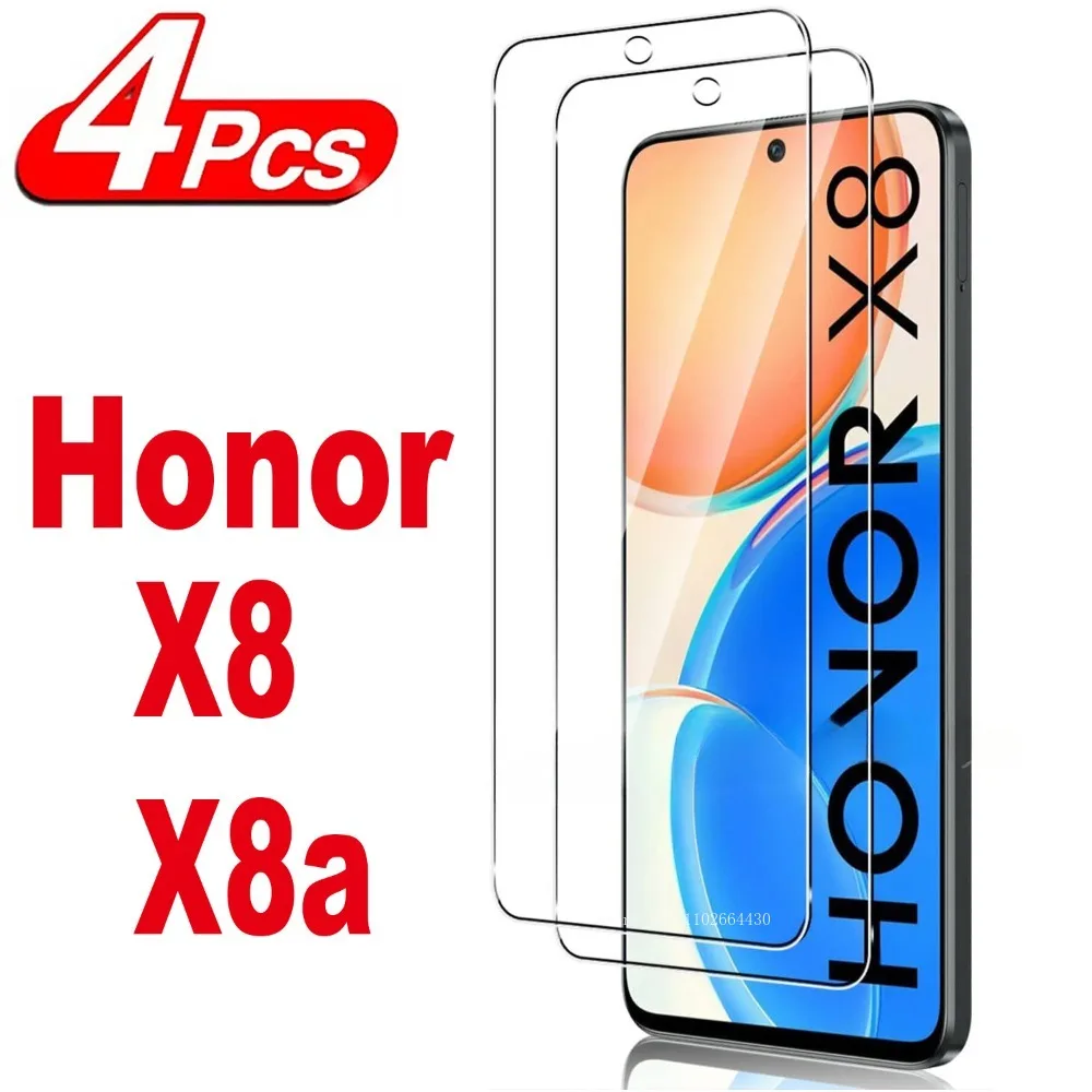 2/4Pcs Screen Protector Glass For Honor X8 X8a Tempered Glass Film