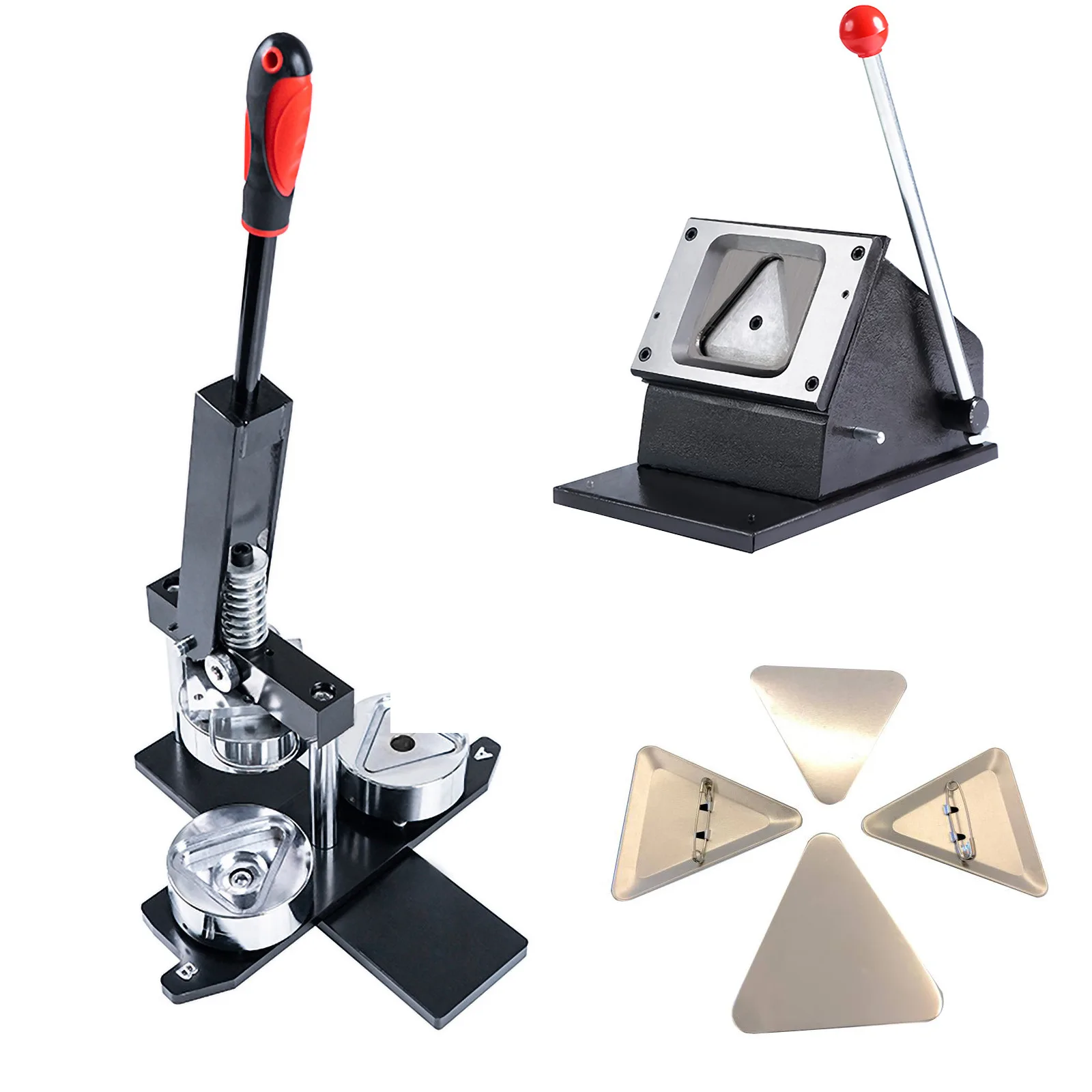 for66*66MM Triangle Shape Button Maker Kit Badge Making Machine+Paper Cutter+100pcs Badge Button Pins