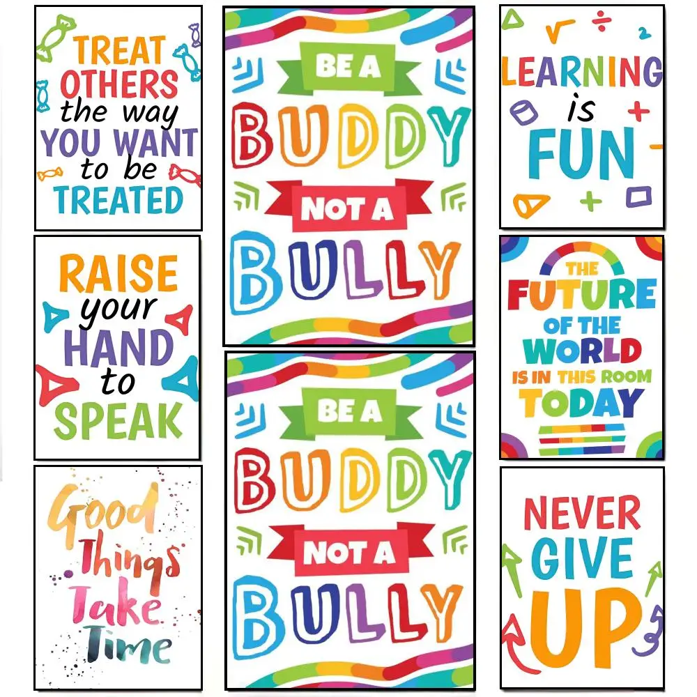 Positive Kid Classroom Wall Picture Poster Poster HD  Waterproof Wall Sticker Bar Living Room Decor Gift