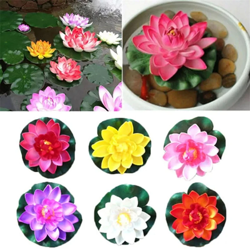 10cm/17cm Artificial Lotus Fake Plant Pond Decor Artificial Water Lily Floating Foam Lotus Home Garden Fish Tank Fake Flower