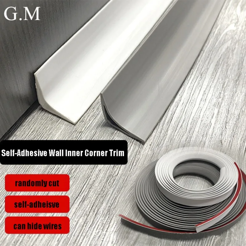 

1/3/5 Meters PVC Self-Adhesive Wall Inner Corner Trim Corner Molding Line Tape Skirting Line Ceiling Caulk Internal Strip Edg