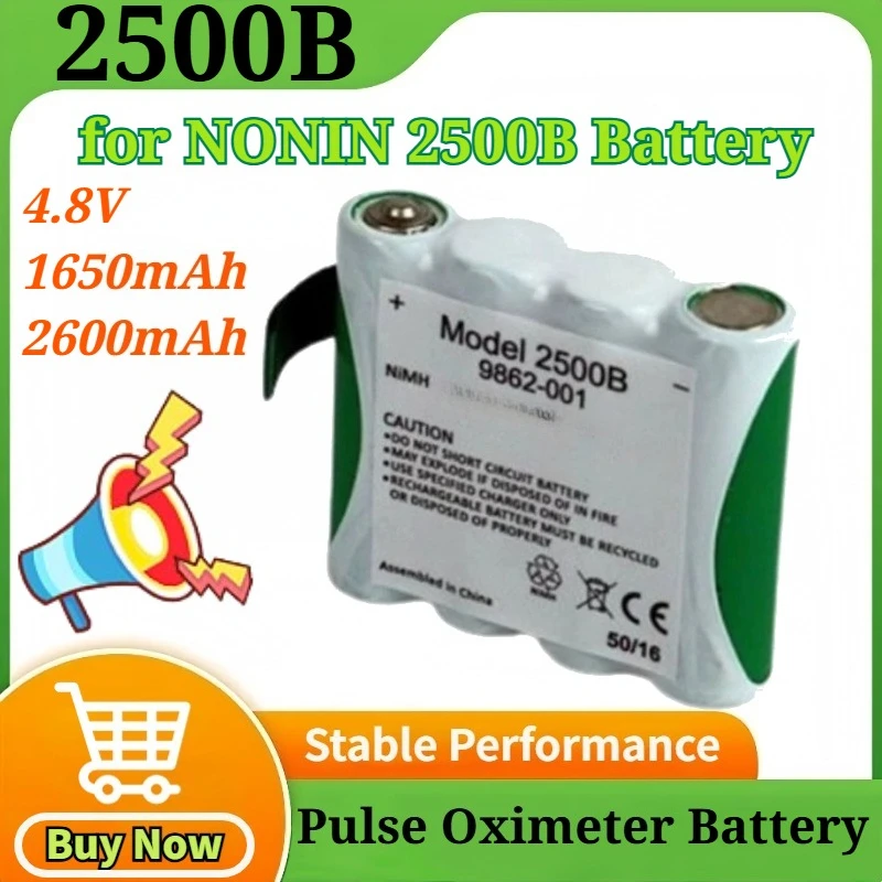 

For NONIN 2500B 4.8V 1650mAh/2600mAh Handheld Pulse Oximeter Rechargeable Battery Pack