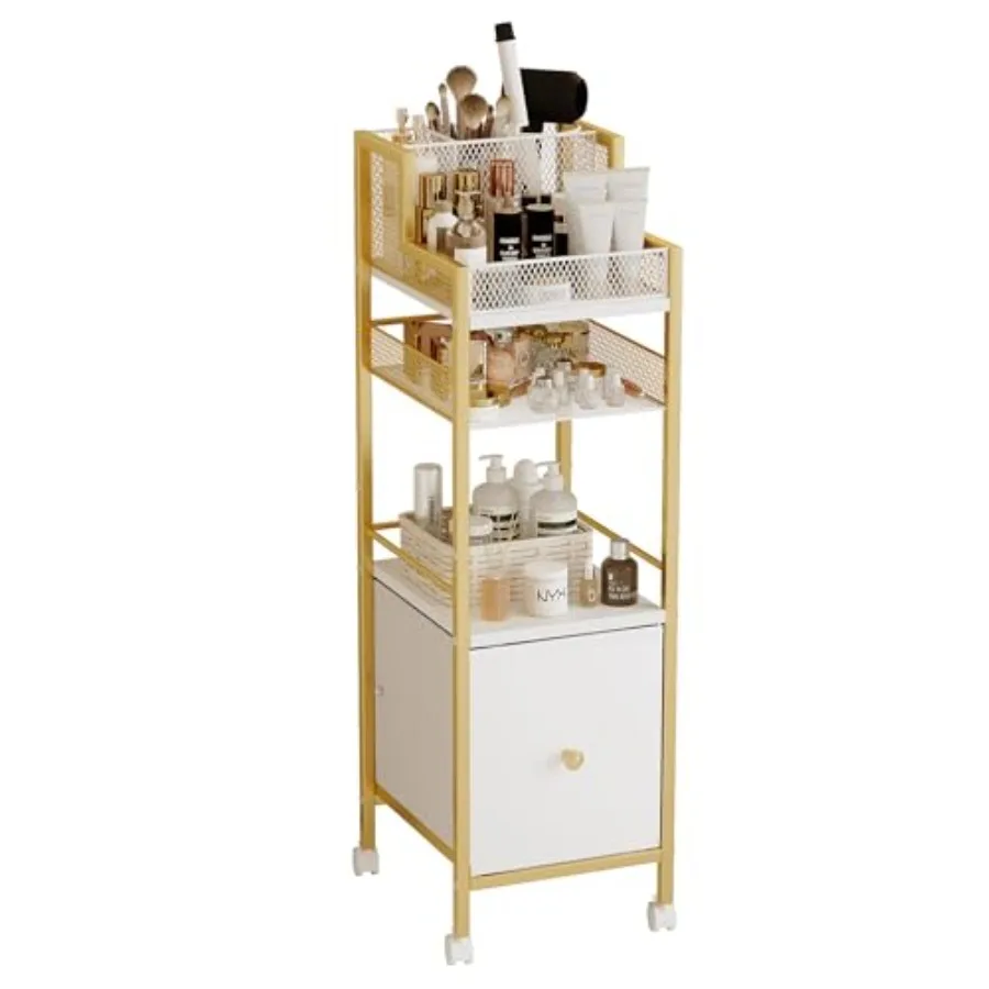 

Органайзер для косметики на колесиках с выдвижными ящиками, большой напольный органайзер для макияжа и ухода за кожей, передвижная тумба для косметики, органайзер для туалетного столика