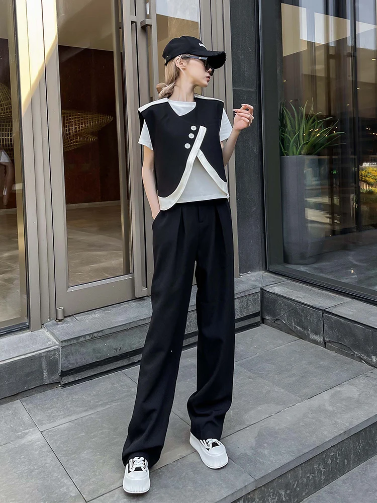 

Summer Casual Black Two-Piece Set for Women 2024 New Style Slimming Fashionable Vest Outfit High End Comfortable Trendy