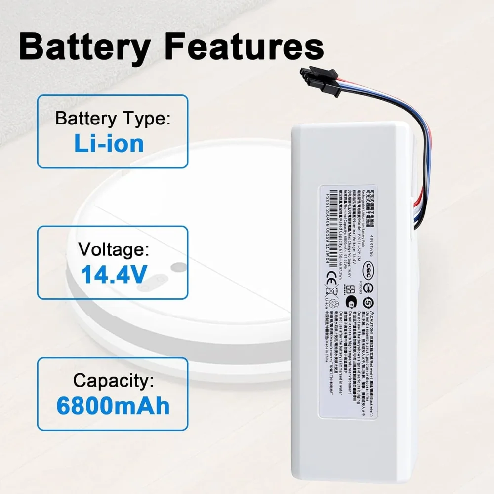 Original 14.4V 6800mAh P1904-4S1P-MM Li ion Battery For Xiaomi Mijia 1C STYTJ01ZHM Robot Vacuum Mop Cleaner Accessories Parts