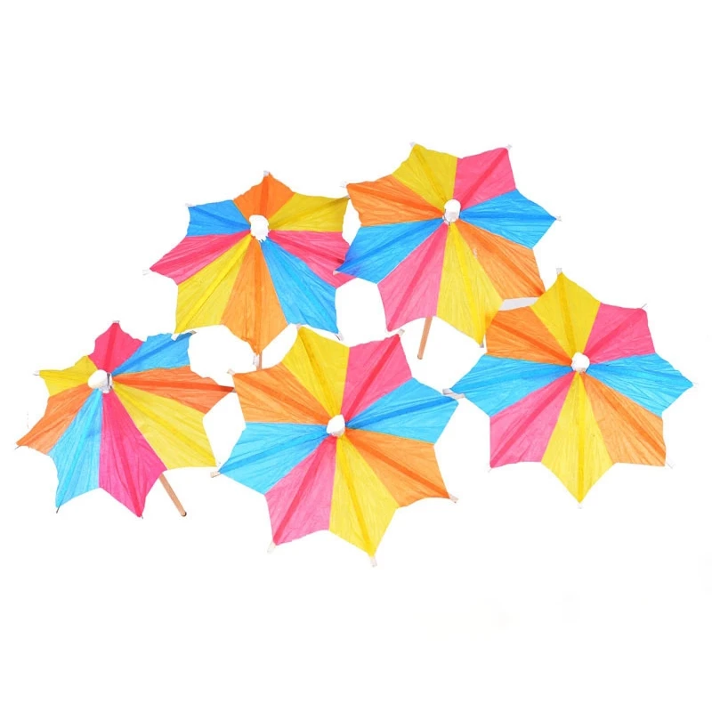 144PCS Drink Umbrella Mix Color Cocktail Decoration Paper Cocktail Umbrella Sign Party Birthday Disposable