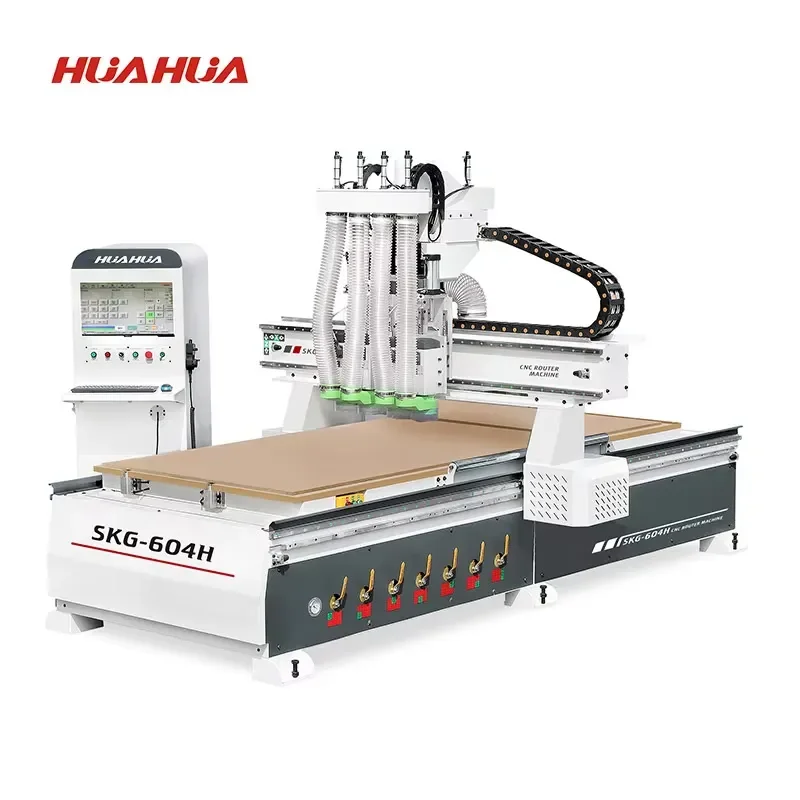 2026 CE HUAHUA New SKG-604H Cnc Drilling Router Machine for Wood Door Woodworking Cnc Mdf Cutting Router