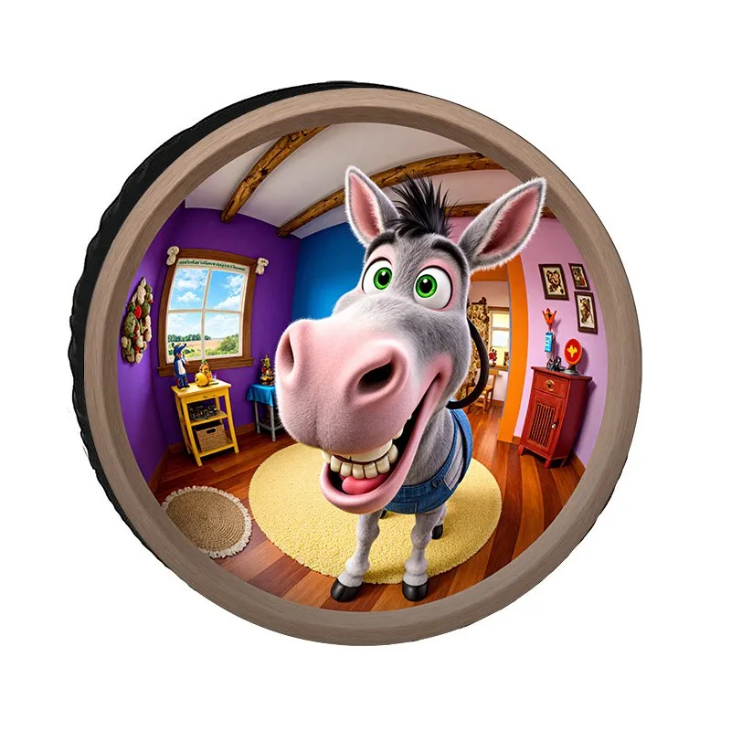 Donkey Tire Cover Funny Animated Character Polyester Spare Wheel Protector Home Decor