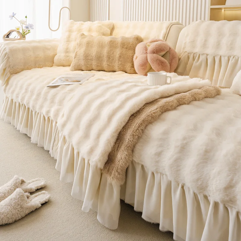 

Новые утолщенные плюшевые чехлы для диванов в кремовом стиле, нескользящее полотенце для дивана, чехол для дивана с защитой от царапин для гостиной, дома Housse De Canapé